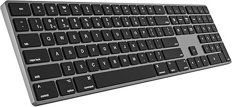 Bluetooth Slim Quiet Keyboard for Mac, Durable Aluminum Rechargeable Wireless Flat Keyboard, Full Size Low-Profile Flat Key, Multi-Device Rechargeable Key board for MacBook Pro/Air, iMac, Mac mini