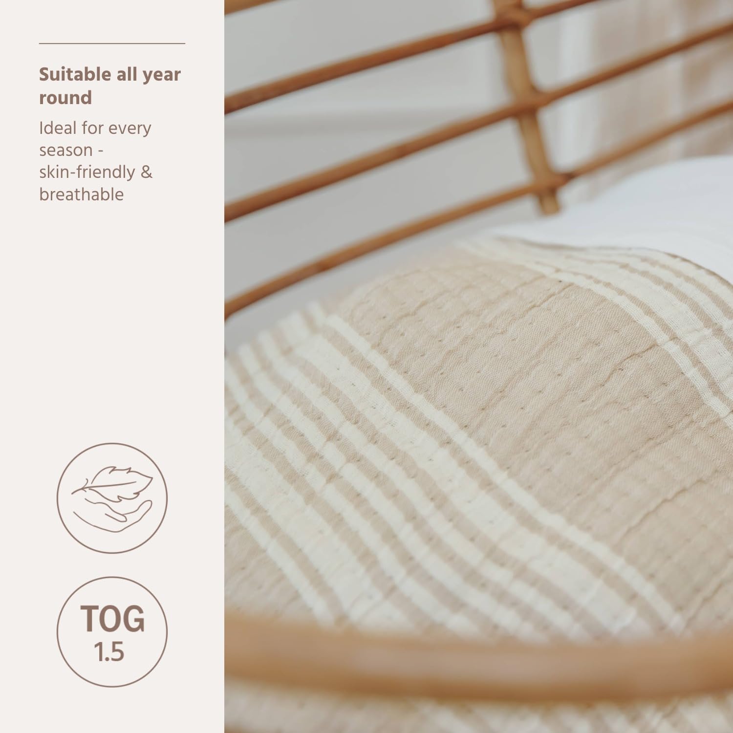 MEYCO Babydecke 100x150cm Musselin Kuscheldecke Stripe Sand