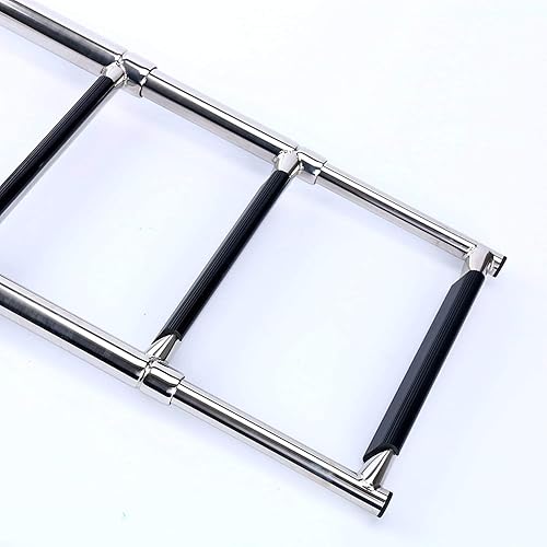 Miniatura 8 de Amarine - Escalera telescópica de acero inoxidable de 4 escalones para debajo de la plataforma, para embarque de embarque - FBA (A)
