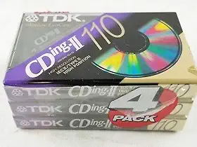 TDK Fitas Cassete em Branco, Pacote com 4 Fitas de 110 Minutos, Formato Cassette, Alto Desempenho Energético