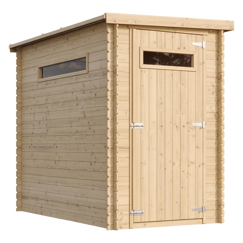 Casetta da Giardino in Legno per Esterni, piccole finestre - A198x144x239cm/​2.36m2 - Piccola Casetta in Legno, Rimessa Attrezzi, Deposito Bici TIMBELA M306A