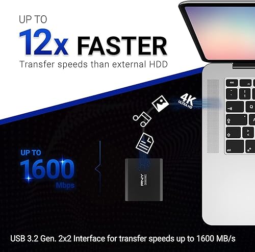 Miniatura 2 de PNY EliteX-PRO 2TB USB 3.2 Gen 2x2 Tipo-C Unidad de estado sólido portátil (SSD) - (PSD0CS2260-2TB-RB)