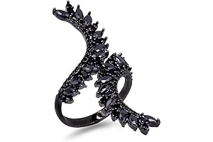 Black Cocktail Ring Adjustable From 6-8.5 CZ Marquise Shape
