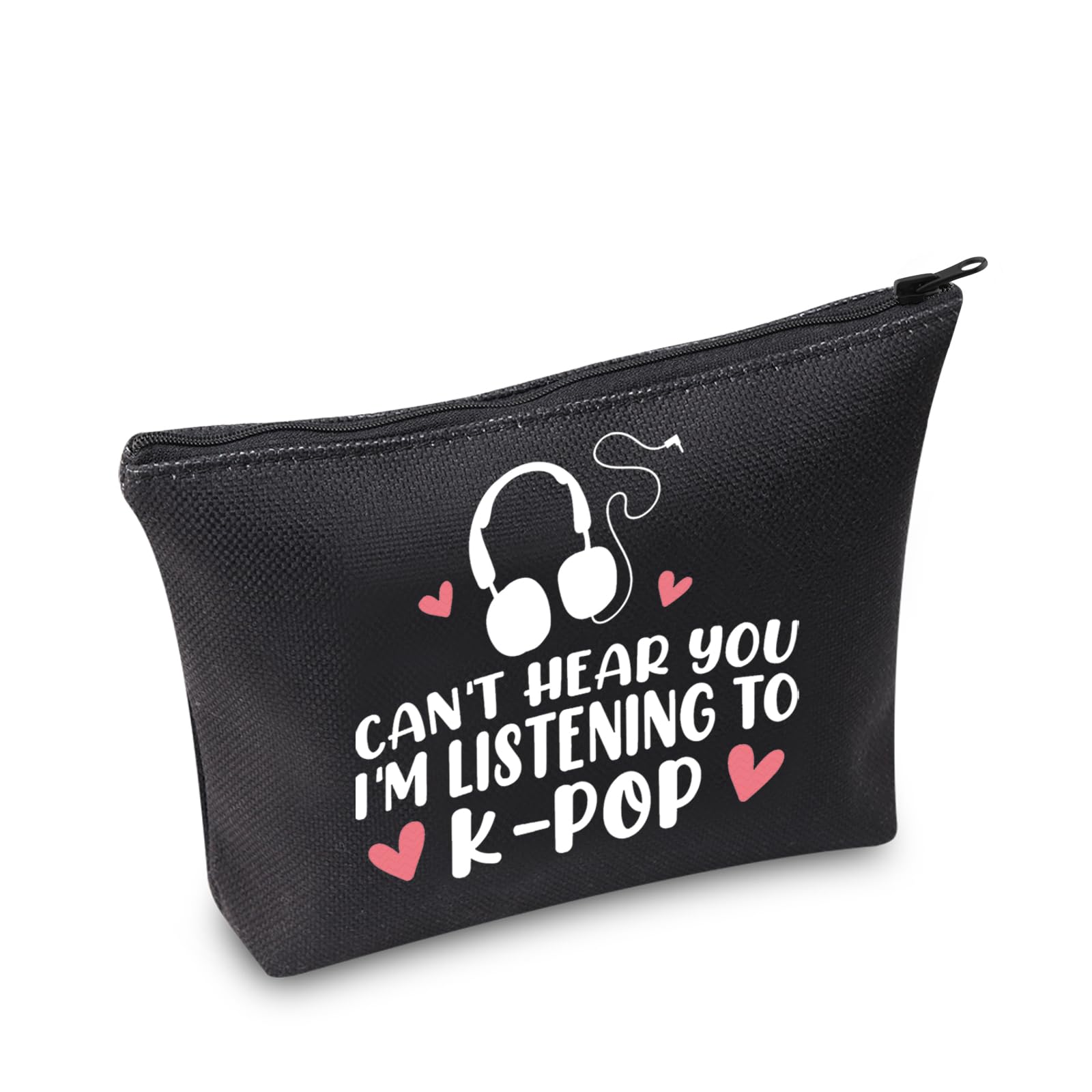 K-pop Music Lover Gift Can't Hear You I'm Listening to K-pop Makeup Bag Album Travel Bag K-pop Merchandise (Listening to Kpop Black)