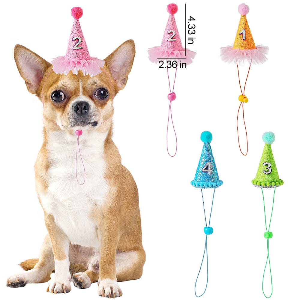 Gesuche 1 Pack Small Dog Birthday Party Hat, for Boys Girls Medium Dogs Cat Kitten Puppies Party Hats with 0-9 Numbers Grooming Accessories Kitten Headband Grooming Accessories Costumes (Pink)