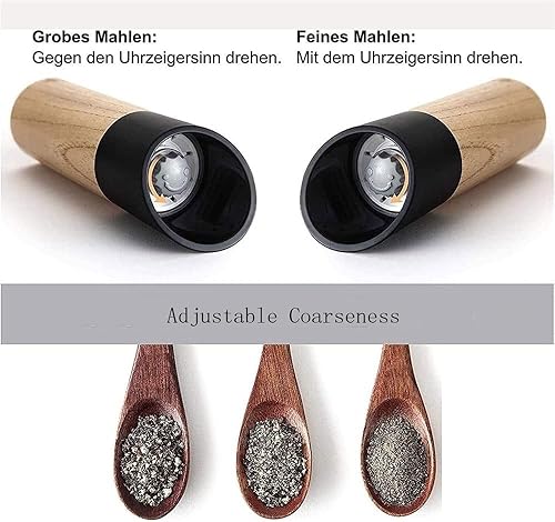 Miniatura 5 de Molinillo de pimienta, juego de molinillos de sal y pimienta de madera, molinillo de sal manual, juegos de molinillo de pimienta recargable, rotor