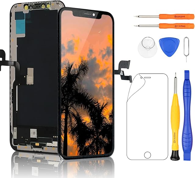 Yodoit for iPhone X LCD Screen Replacement Black, 5.8 inch Display Touch Digitizer with Complete Tool Kit, Screen Protector