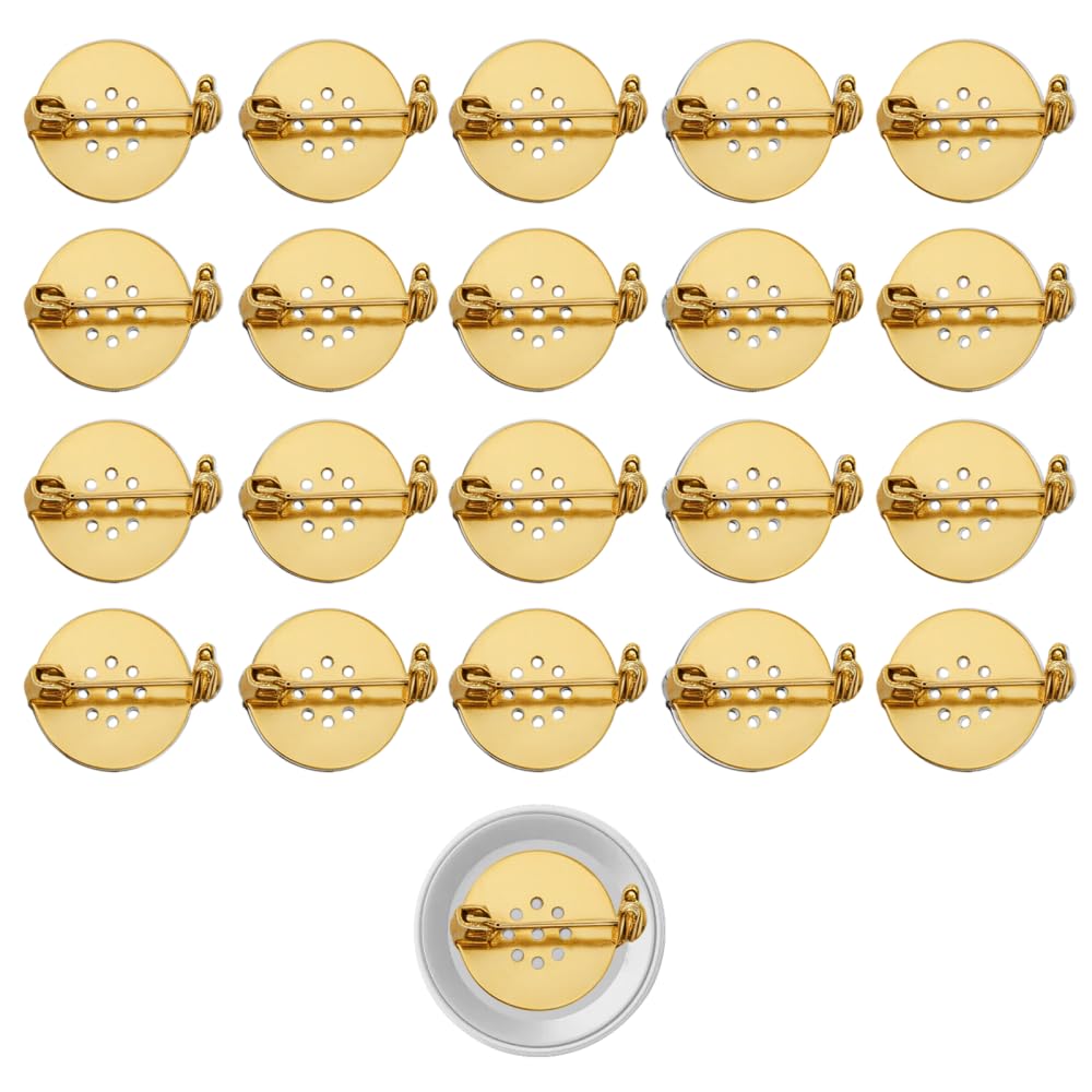 20Pcs Brooch Pins, Decorative Corsage Clasps, 17mm Round Tray Pins with Secure Locking Back for Jewellery Making DIY Crafts
