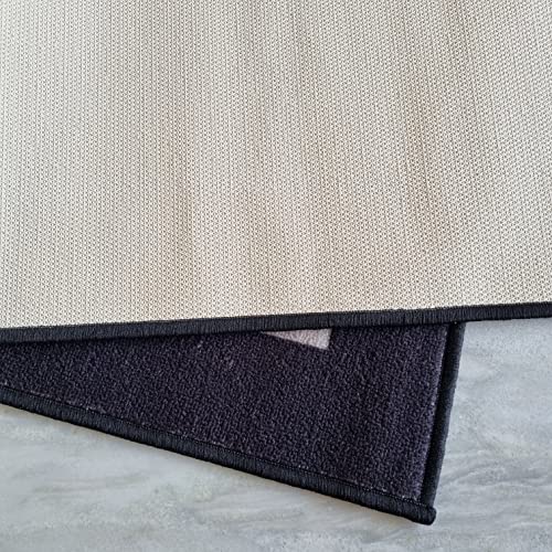 Image of Matz&More Anti Slip Kitchen Runner & Doormat Combo (50x120cm + 40x60cm), Nylon Tufted Floor Mat with Rubber Backing, Carpet for Kitchen, Hallway, Bedroom, Bathroom, Geometric Beige Black