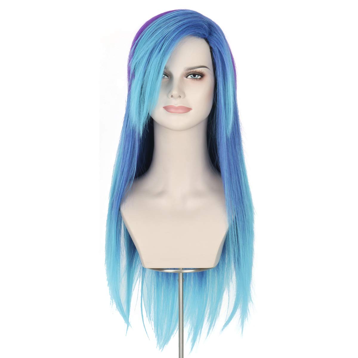 Amazon.com: Missuhair Long Straight Purple Teal Ombre Cosplay Wig Girl  Party Blue Costume Wig with Bangs : Clothing, Shoes & Jewelry