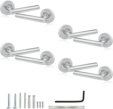 XFORT Liberty Lever on Rose Door Handles Polished Chrome, Internal Door Handles for Wooden Doors, Modern Interior Door Handle Set 4 Pairs