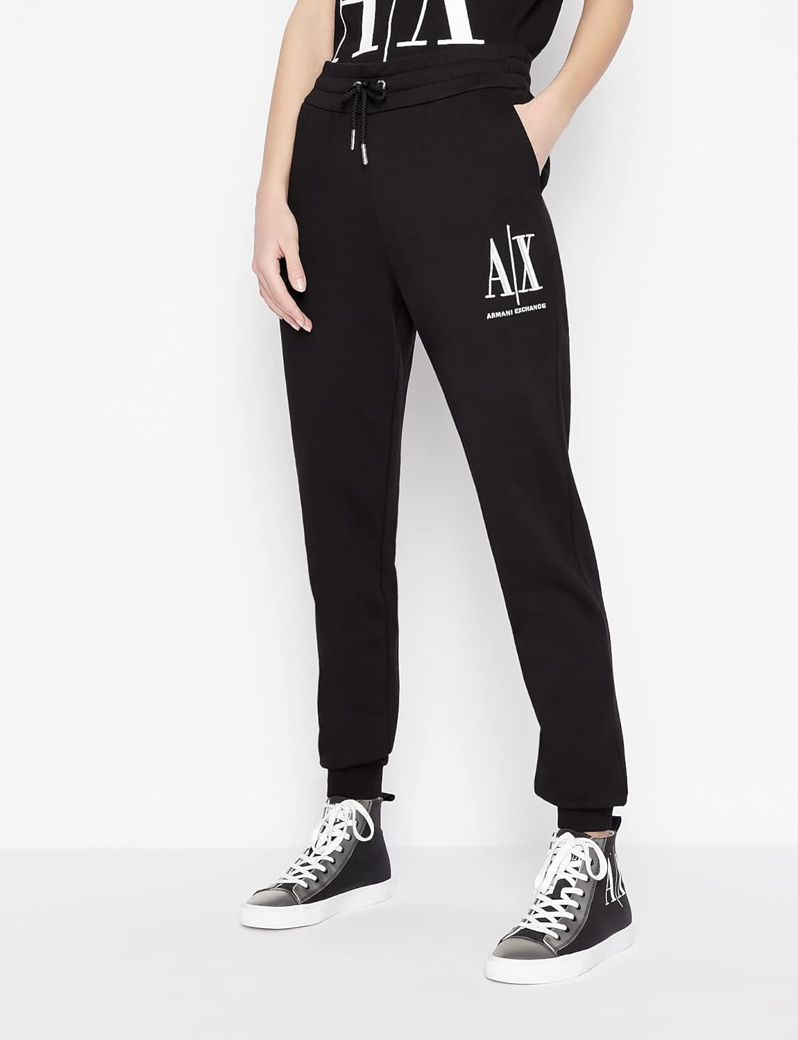 Armani Exchange Womens Icon Project Embroidered Drawstring Sweatpants - Image 3