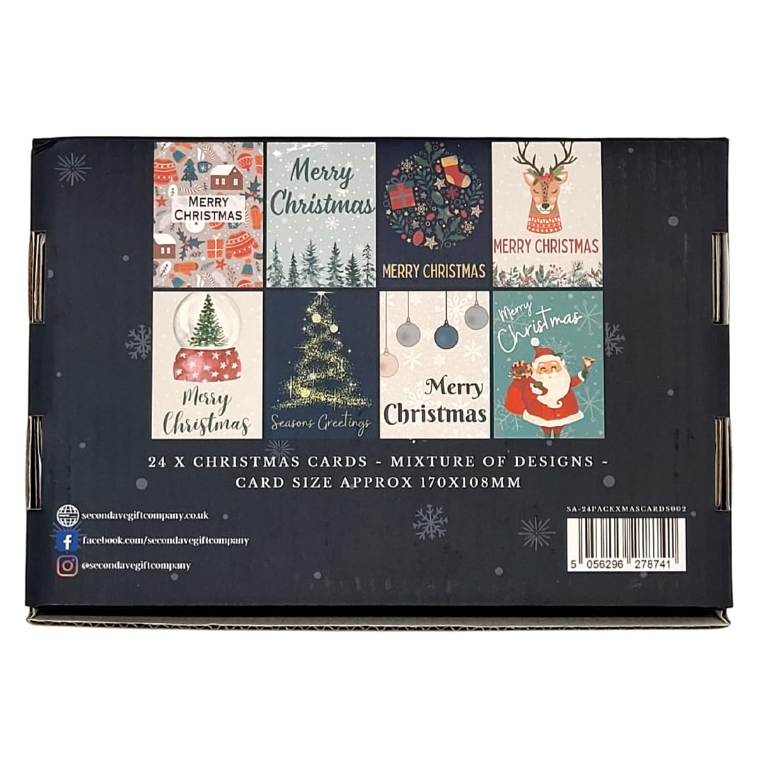 Second Ave 24 Pack Christmas Xmas Festive Cards For Adults Multipack With Envelopes, 170mm x 118mm - Image 4