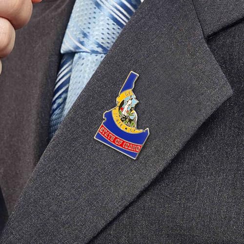 Image of State Shaped Map Lapel Metal Pin Enamel Brooch Keepsake Beautifully Designed for Backpack Hat