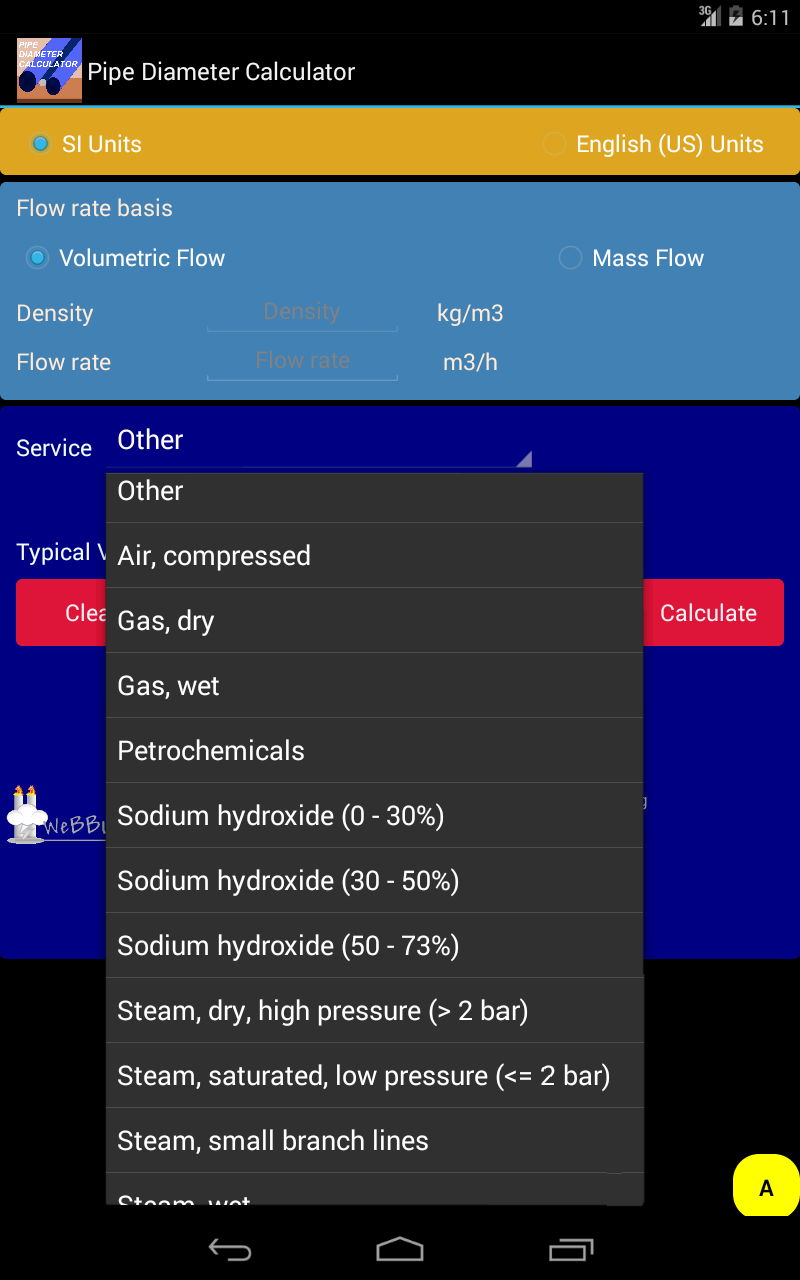 Pipe Diameter Calculator App on Amazon Appstore