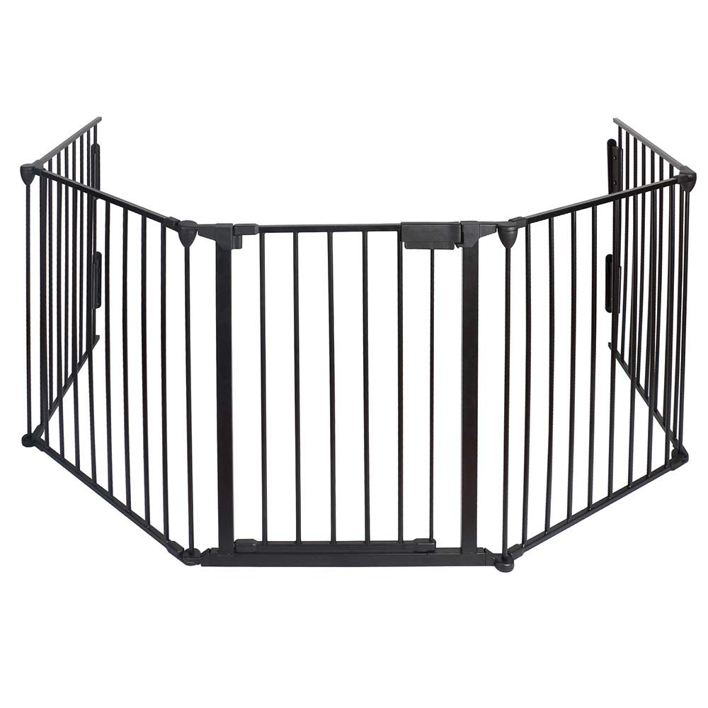 Bakaji Puerta de protección de chimenea para perros y niños, recinto, divisor, cercado con puerta y cierre con asa, antiniños, longitud 3 m, de acero, estructura plegable