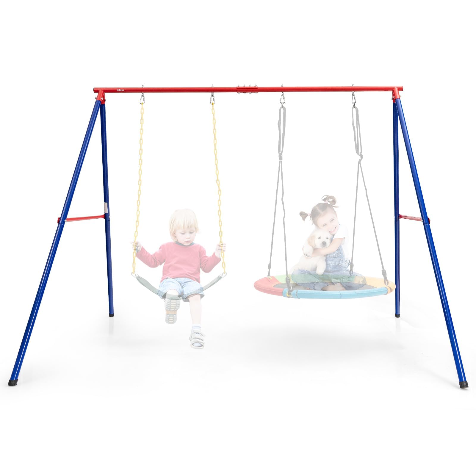 RELAX4LIFE Struttura per Altalena Doppia da Giardino e Esterno | Portata 300kg | Telaio in Ferro Robusto | Altalena a Forma di A per Adulti e Bambini | Resistente alle Intemperie