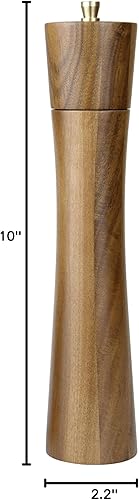 Miniatura 8 de Molinillo de sal y pimienta de madera de acacia de 10 ", molinillo de pimienta de rotor de cerámica ajustable, molinos de especias recargables