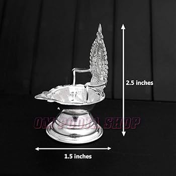 Amazon.com: Om Pooja Shop Gajalakshmi Diya in Pure Silver - Size 7