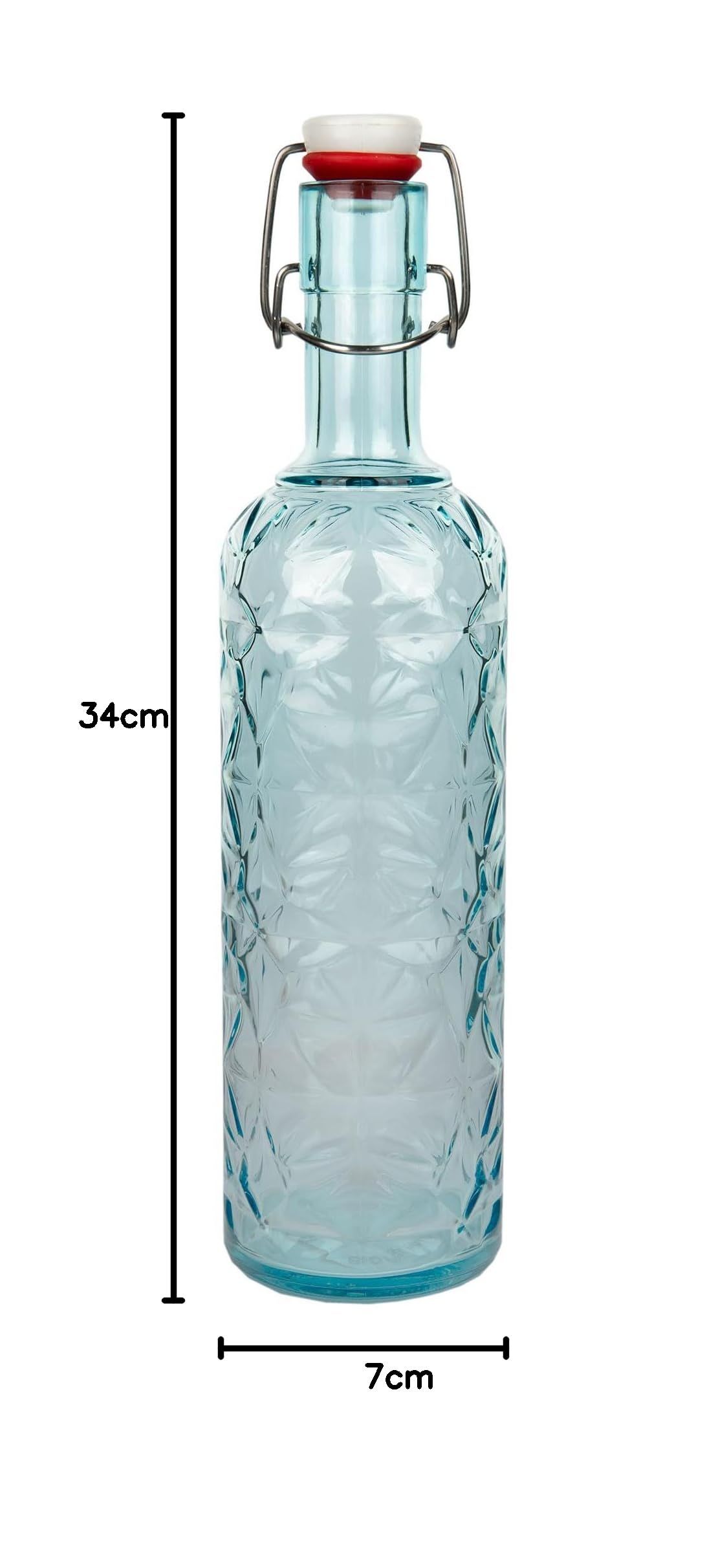 Cofan Bouteille en verre bleu transparent avec fermeture à étrier de 1 litre | Pack de 6 unités | Idéale pour la réutilisation et le stylisme