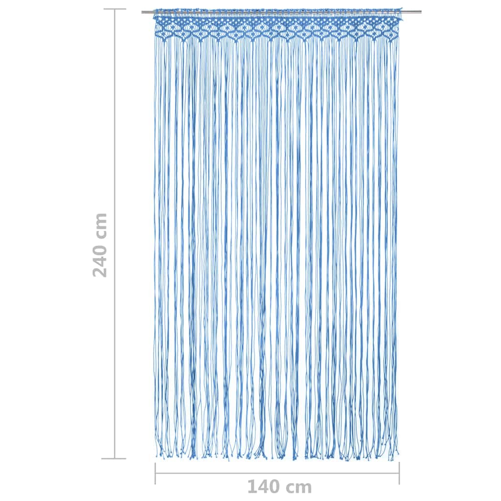 Rideau en Macramé pour Porte Fenêtre Tapisserie Murale 140x240cm | Bleu, Tapisserie de Fenêtre en Coton Tissé à la Main, Tenture Murale, Séparateur de Pièce, Fond de Mariage, Salon