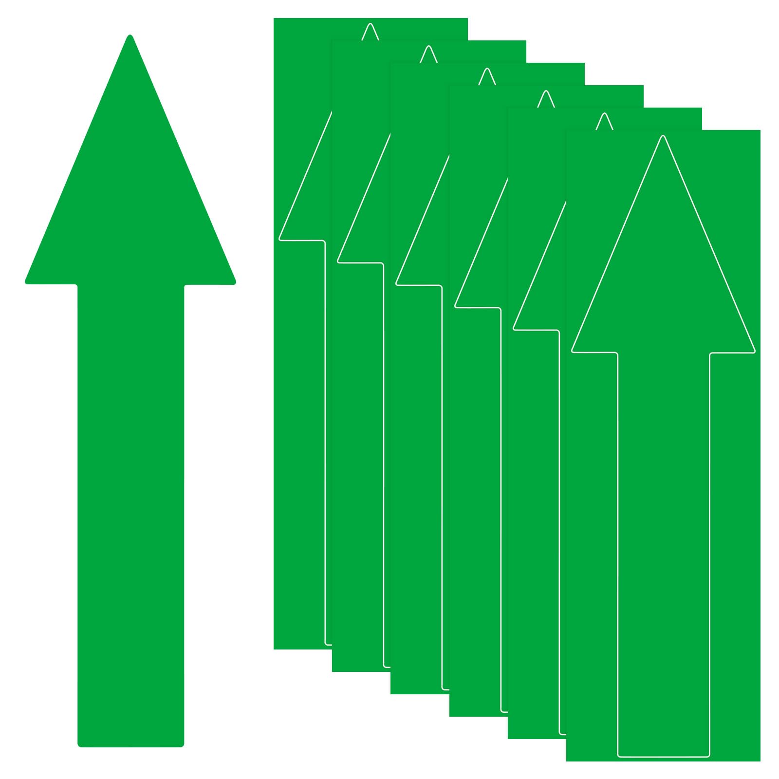 M METERXITY 6-Pack Arrow Sticker, 12 x 4 Inch/ 300 x 90 mm PVC Waterproof Self-Adhesive Directional Arrows Removable Directional Floor Decal Stickers for Wall Marking/Road Sign [Green]