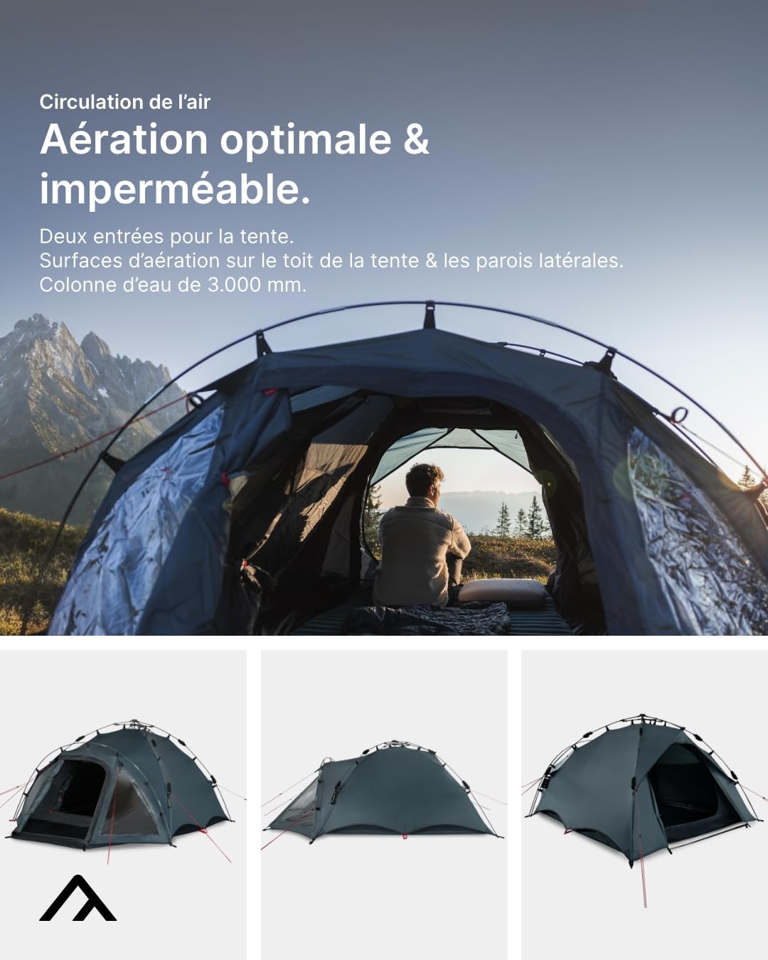qeedo Quick Oak 3, Tente de Camping pour 3 Personnes, Tente Montage Rapide, Quick-Up-System