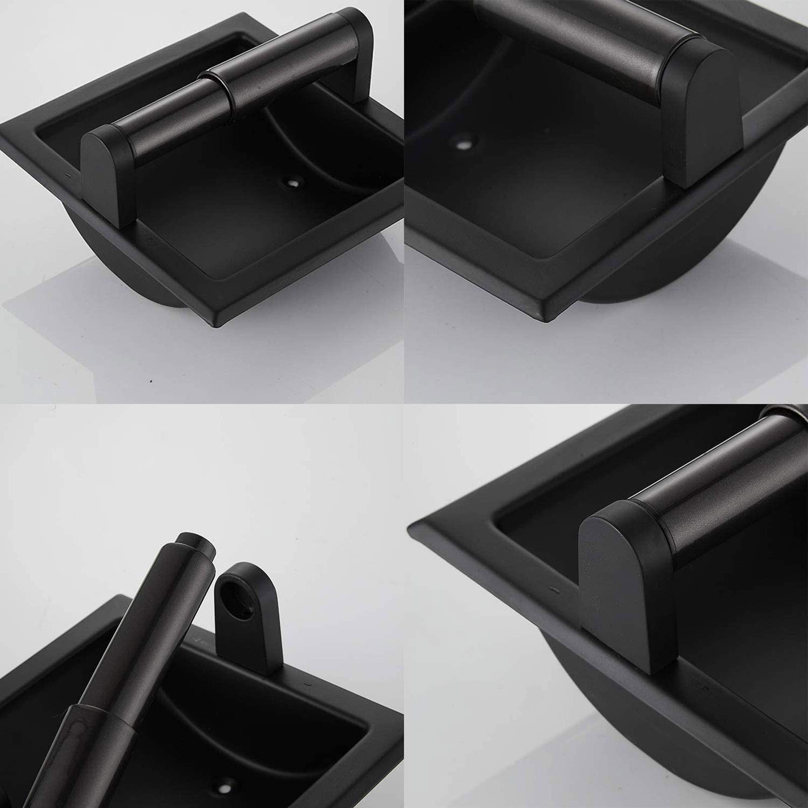 XYNSNDB Porte-Papier hygiénique encastré Noir Mat, Distributeur de Rouleaux de mouchoirs avec Support Mural en Acier Inoxydable, élégant