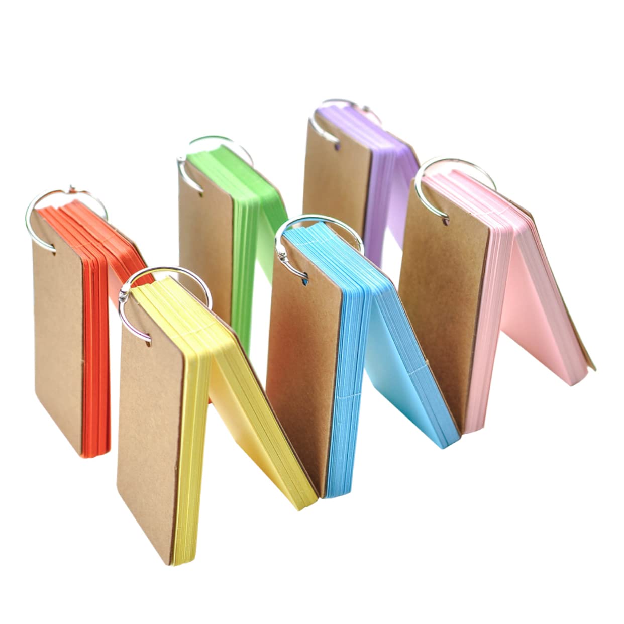 Ciieeo Einschulung Deko 6 Stück Karteikarten aus Papier mit Binder Ring Design Einfache Notizblöcke und Leere Karteikarten für Schule und Schüler Zufällige Farbe
