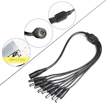 Security Camera Power Adapter 12V 5A w/ 8-Way Power Splitter Cable Power Supply, Fits DVR/NVR/AHD/TVI CCTV Security Camera System, LED Strip Lights, UL Listed