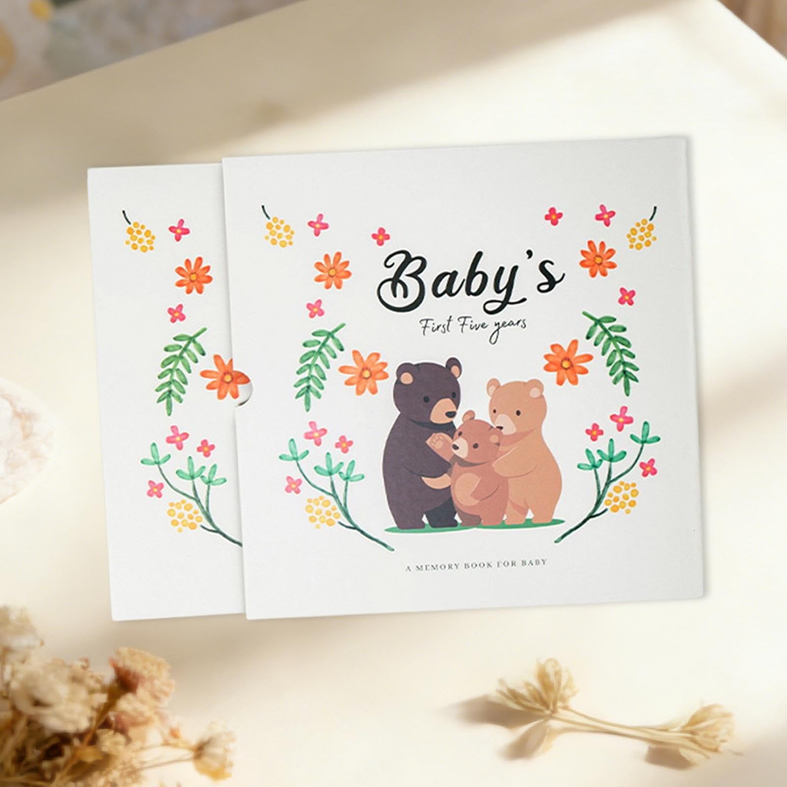 Erinnerungsbuch/Tagebuch für Neugeborene, Einfach für Frischgebackene Eltern, Unisex, Erinnerungsgeschenk Zur Babyparty, Wachstumsalbum, Bär