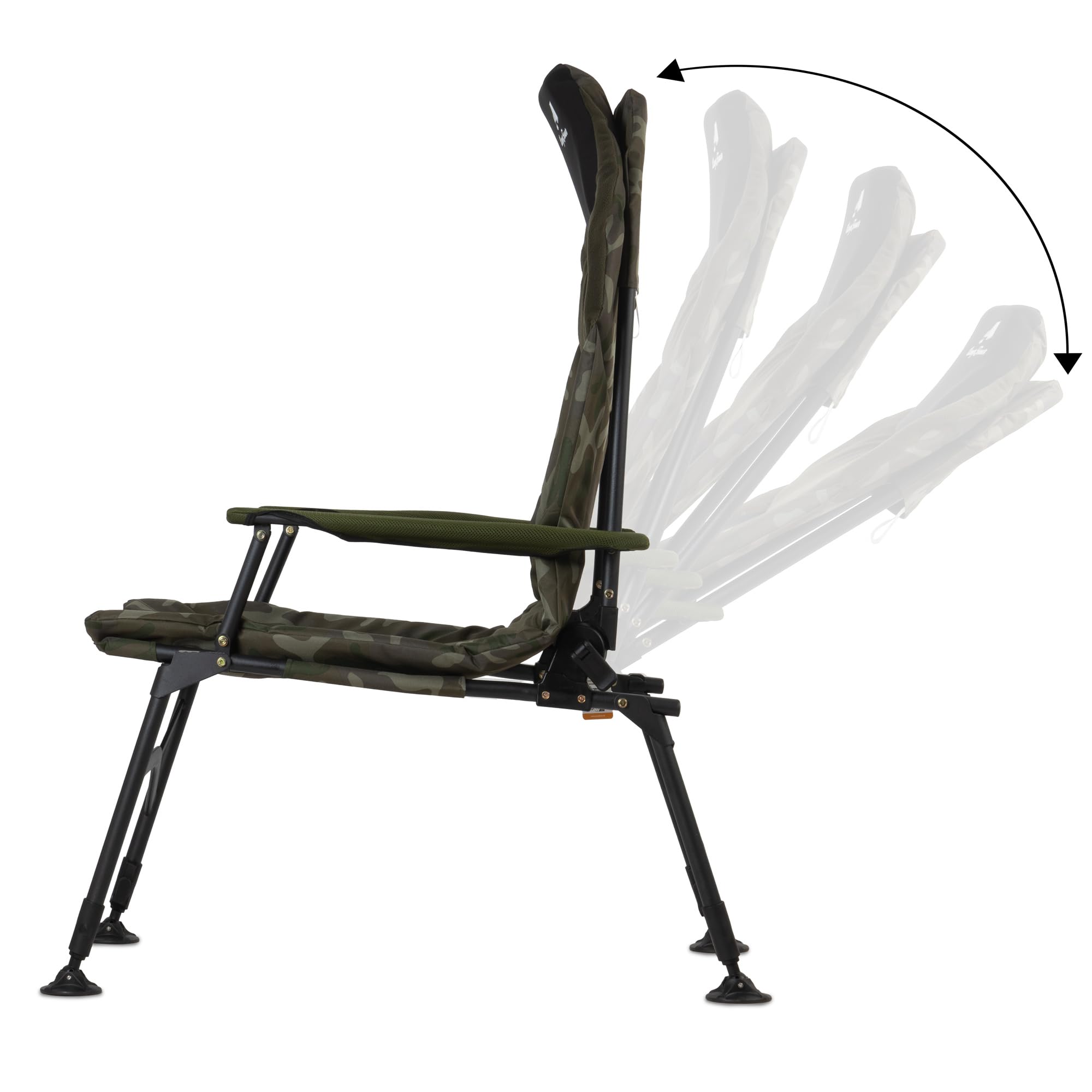 CampFeuer Sedia da pesca camouflage verde oliva | Sedia da campeggio regolabile in altezza | Sedia da carpa pieghevole | Outdoor Travelchair per campeggio, tenda, pesca