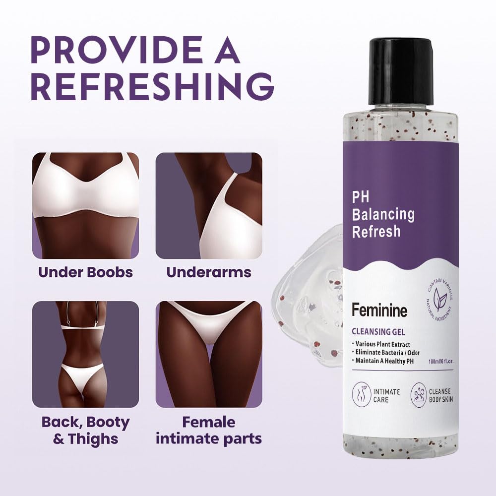 Her Refresh pH Balance - Lavado femenino, ingredientes naturales y orgánicos, gel de baño hidratante que elimina el olor, 8 onzas líquidas 3
