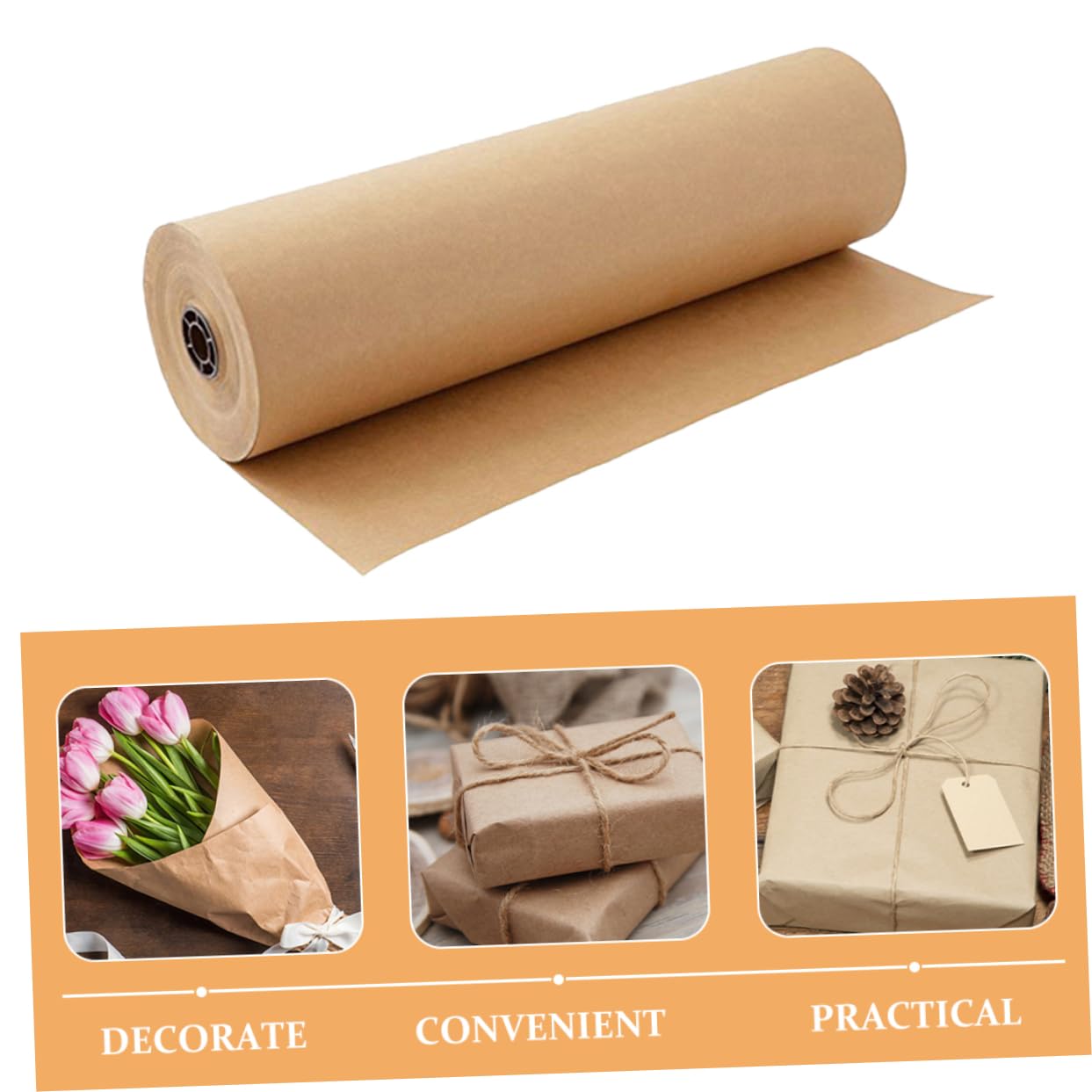 EXCEART 2rouleaux Papier Emballage Cadeau Papier Kraft Pour Anniversaire Décoration Loisirs Créatifs