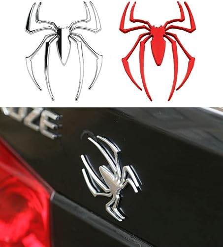 4 insignias cromadas de araña 3D plateadas para vehículos universales, camiones, motocicletas, RV, scooter, SUV, puerta, ventana, 4 unidades,