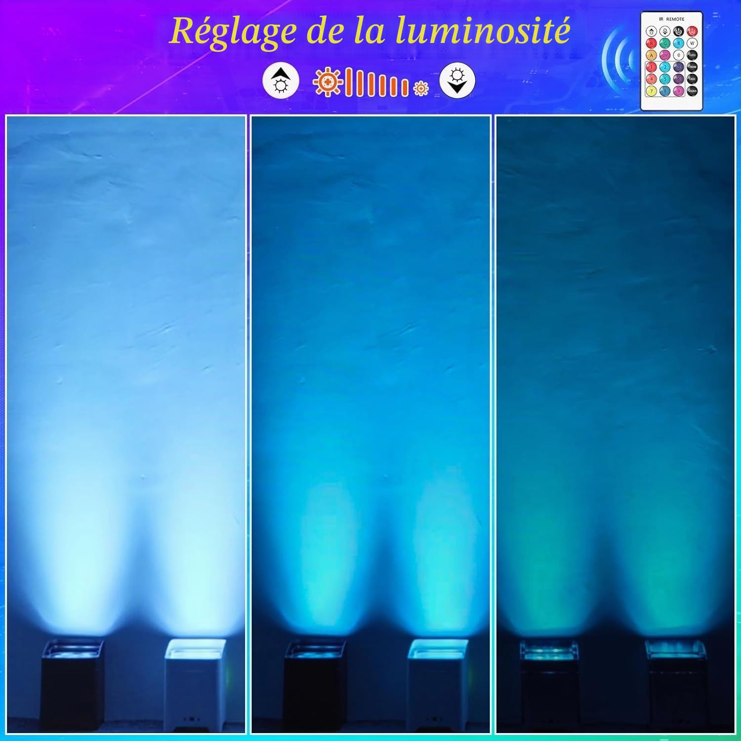 UKing 4pcs 108W LED Par RGBWA + UV projecteurs Batterie rechargeable avec sac et télécommande - APP/DMX - Éclairage de scène pour DJ, discothèque, bar, karaoké, mariage