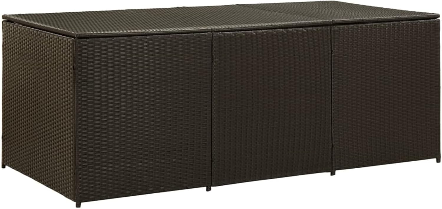 Caja de almacenaje jardín, Yumeng Arcon Exterior, Baul Almacenaje Exterior, Baul Jardin, Arcón Exterior Jardin, ratán sintético marrón 180x90x75 cm