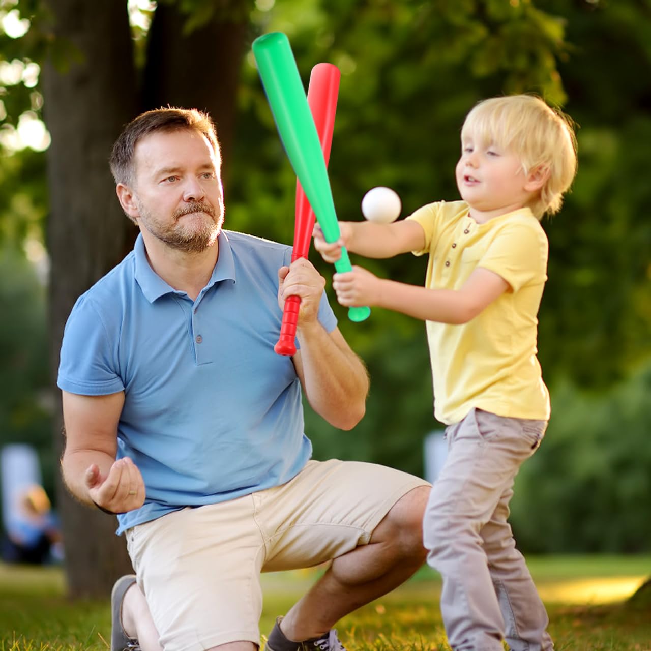 WOONEKY 6-Teiliges Kinder-Baseballset Mit 3 Baseballschlägern Und 3 Bällen Für Outdoor-Sport Und Eltern-Kind-Spiel Für Kleinkinder Zum Üben Und Spielen