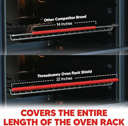 Miniatura 3 de Protectores de rejilla para horno extra largos de 22 pulgadas, color rojo (paquete de 2), ajuste de longitud completa en hornos de Estados Unidos de