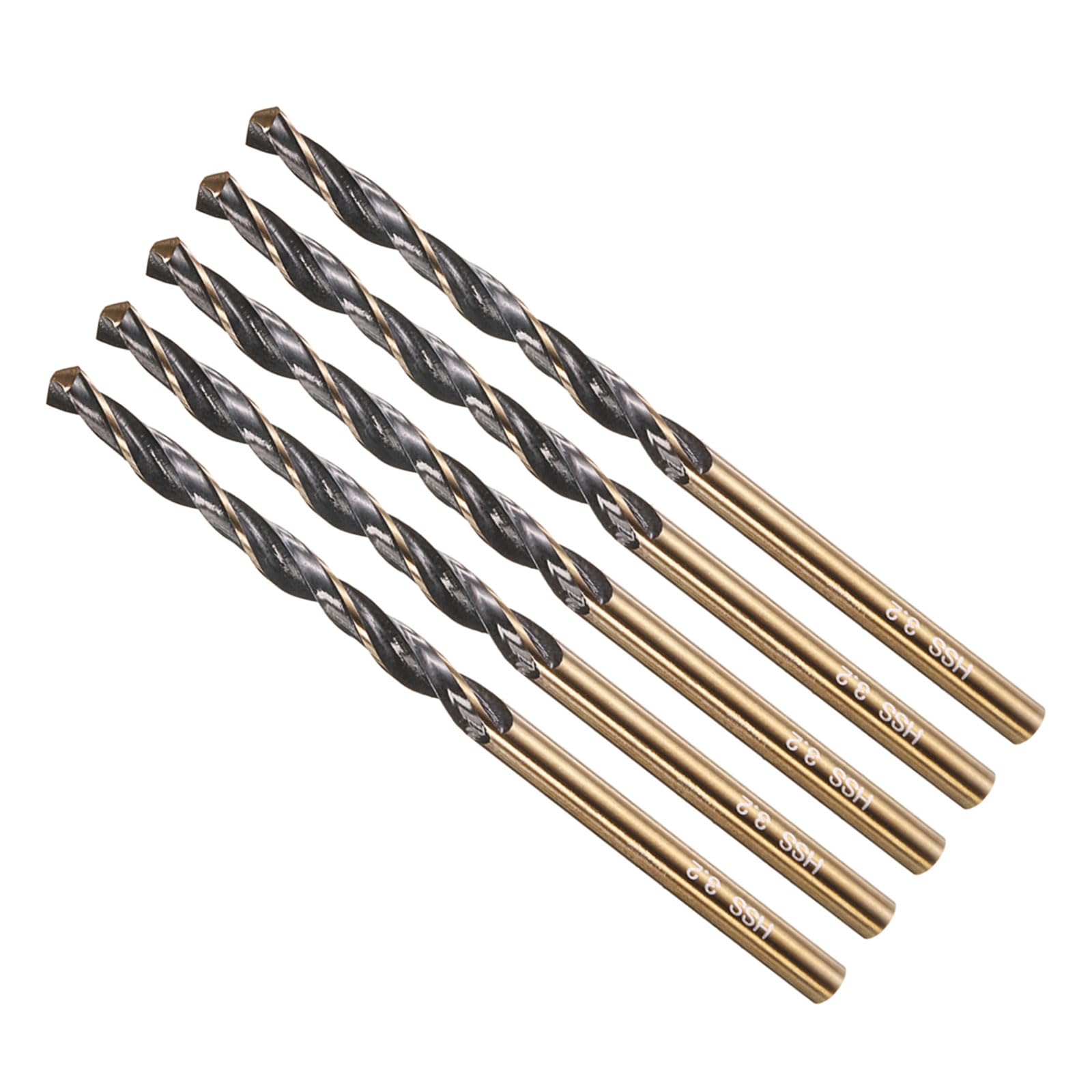 METALLIXITY Drill Bit (3.2mm) 5Pcs, 4341 High-Speed Steel Straight Shank 118° Black and Gold Finish for Copper Aluminum Wood Plastic Medium Hard Metal — image 1