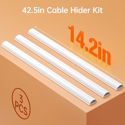 Miniatura 9 de Delamu Cord Hider - Kit de pared adhesivo para pared, cubierta de cable de 42.5 pulgadas de función múltiple para zócalo de pared de esquina al aire