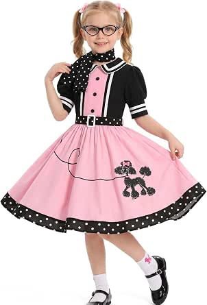 6 Best Classic Costumes for Girls to Elevate Your Dress-Up Game 11 Girls 50s Poodle Skirt Costume for Halloween & Parties