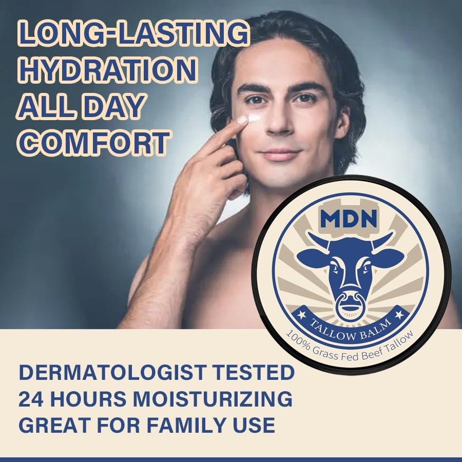 Miniatura 4 de MDN Bálsamo orgánico de sarga de ternera alimentada con pasto con aceite de oliva para el cuidado de la piel, hidratante multiusos que crea una piel