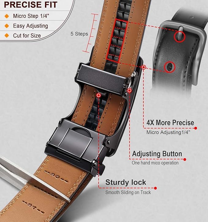 Image of WildHorn Men's Genuine Leather Belt for Men| Premium Auto-Lock Buckle | Adjustable up to 48 inch | Formal & Casual Wear | Micro-Adjust Fit | Stylish Gift Box Included