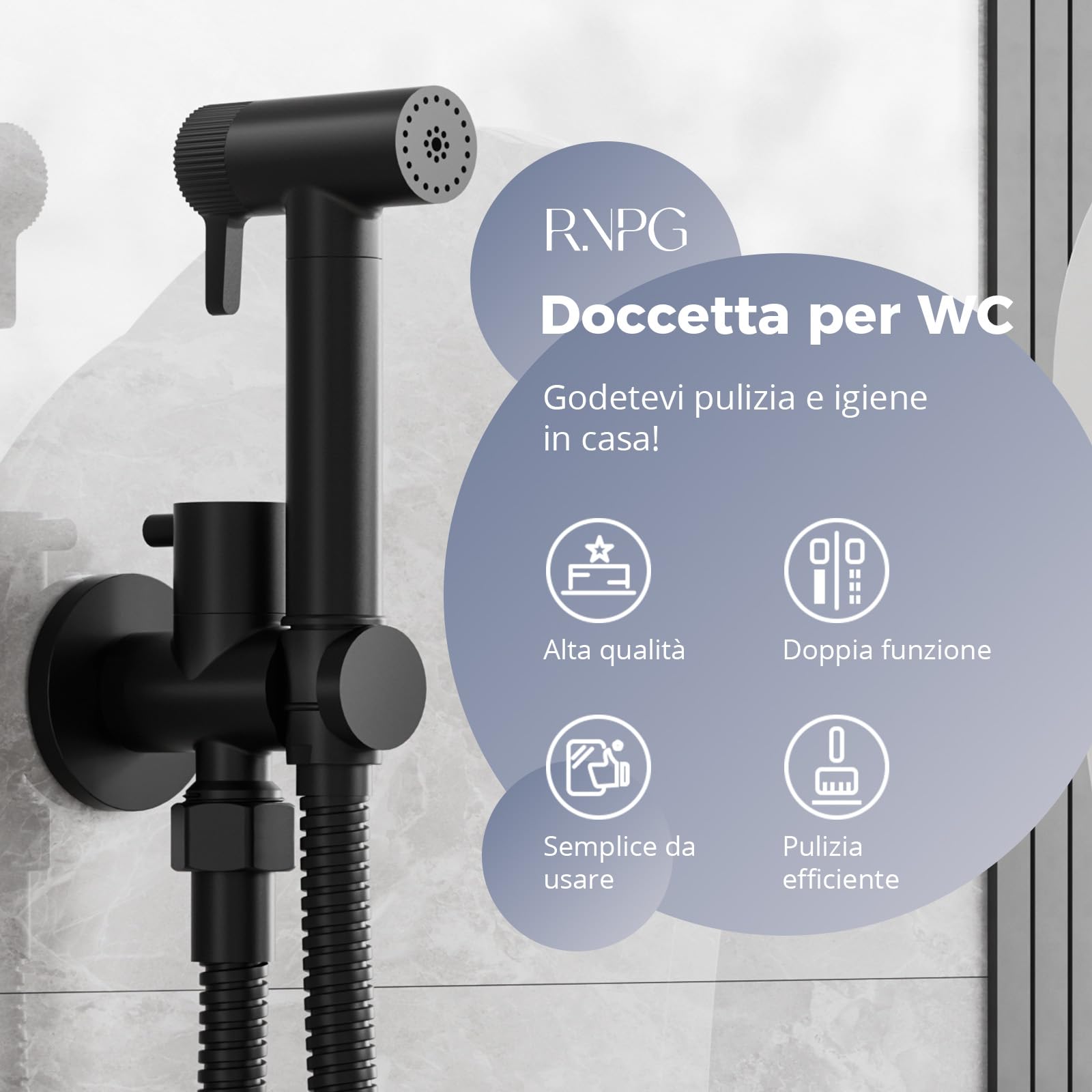 RNPG Doccetta per Bidet Kit,Doccetta a 2 Modalità – Jet e Stream