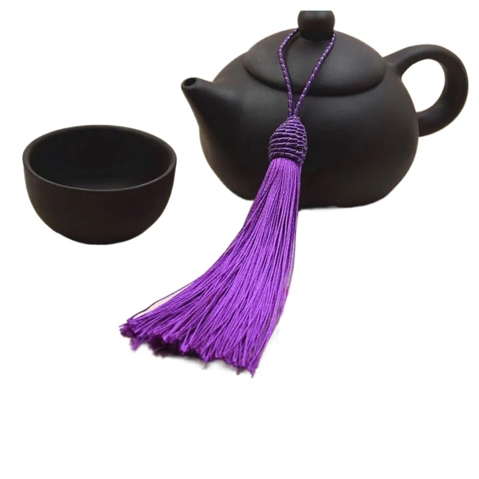 Handmade Craft Tassels, Tassels Decoration 15cm Silky Floss Bookmark with Cord Loop Making DIY Craft Accessory(Purple,20Pcs)