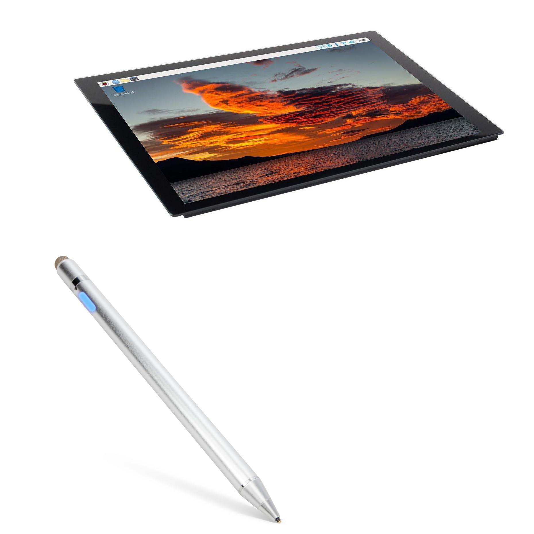 BoxWave Stylus Pen Compatible with Waveshare DSI LCD (8 in) - AccuPoint Active Stylus, Electronic Stylus with Ultra Fine Tip - Metallic Silver