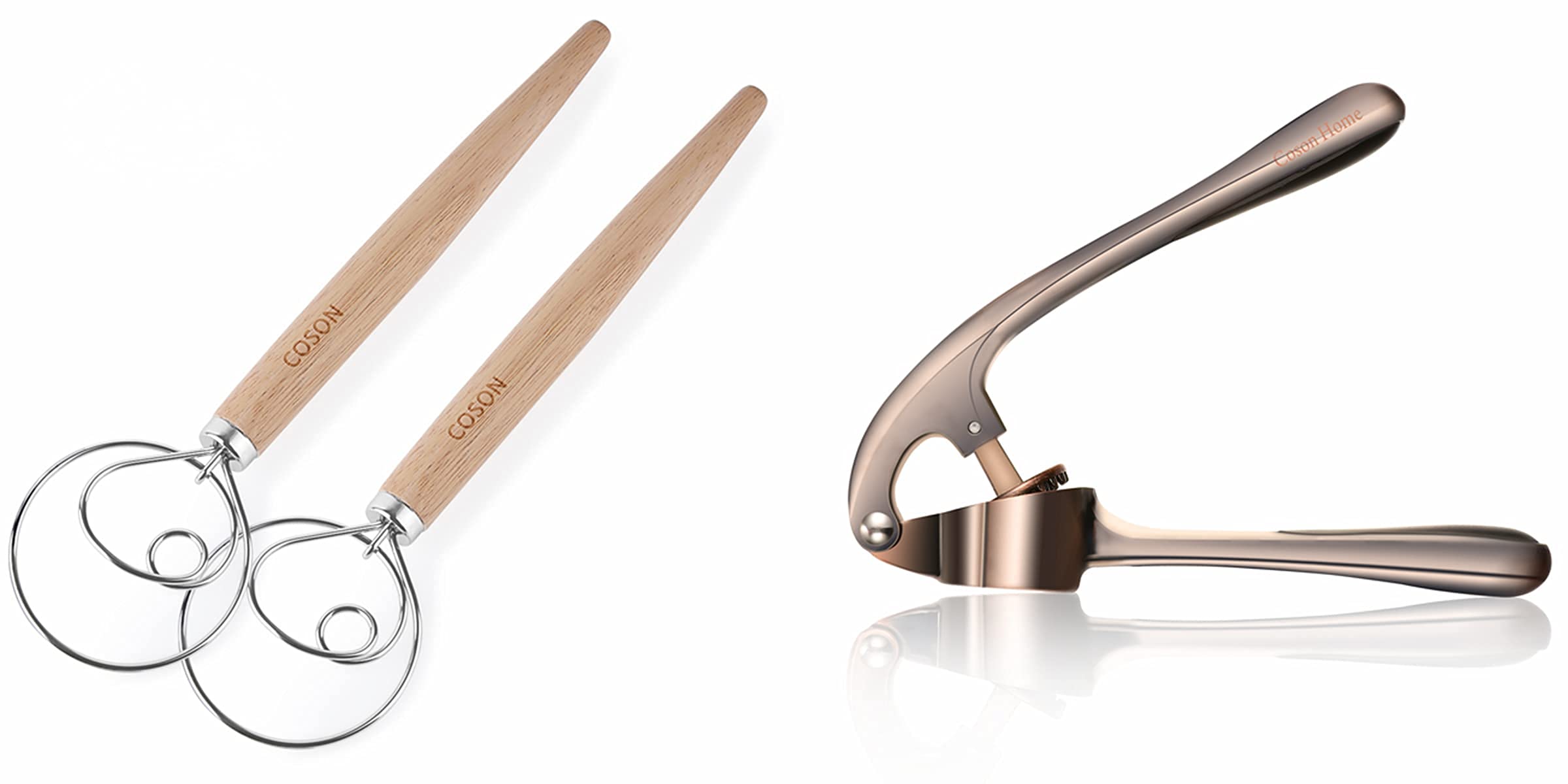 Danish Dough Whisk pack of 2 + Garlic Press Zinc Alloy 1 pcs