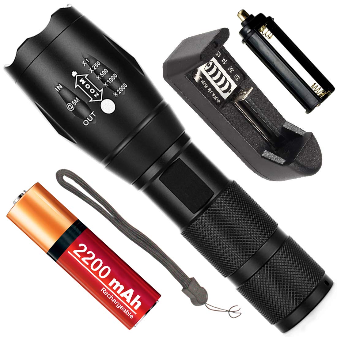 DGM CREE 600 Meter Zoomable 5 Mode Outdoor Lamp Metal Body Search Light Waterproof LED Rechargeable 20W Flashlight Torch Emergency Light 2200 mAh Battery Multicolor (3 Year Warranty)