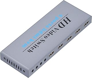 Sxhlseller USB Switch Selector, KVM Switch 4 Input 1 Output 4 Port High‑Definition Multimedia Interface Screen Switcher with 4 Connection Cables for PC Computer